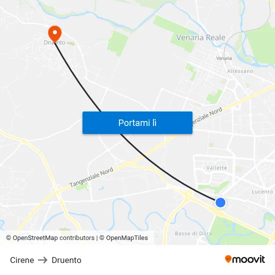 Cirene to Druento map