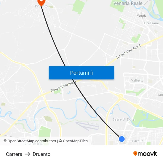 Carrera to Druento map