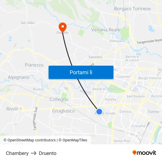 Chambery to Druento map