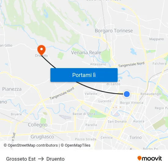Grosseto Est to Druento map