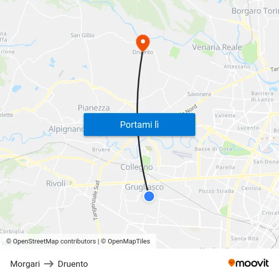Morgari to Druento map