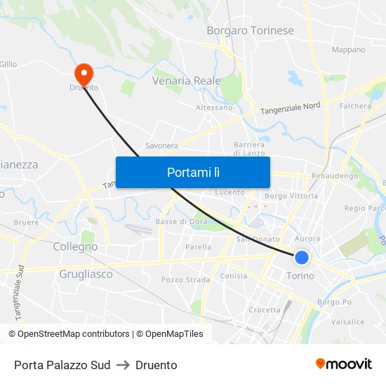 Porta Palazzo Sud to Druento map