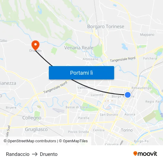 Randaccio to Druento map