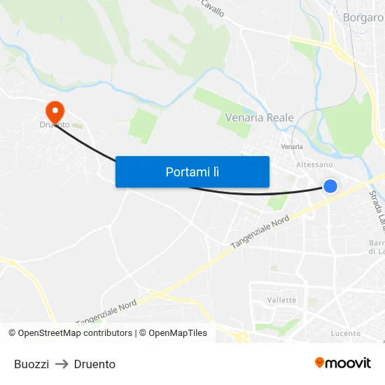 Buozzi to Druento map