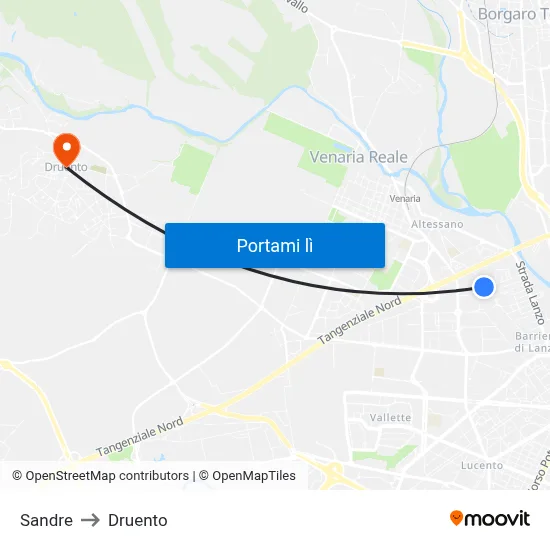 Sandre to Druento map