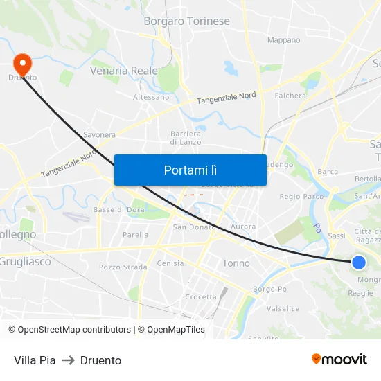 Villa Pia to Druento map