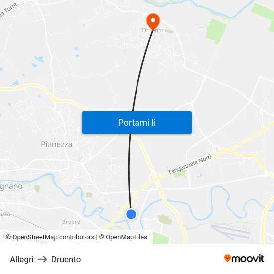 Allegri to Druento map