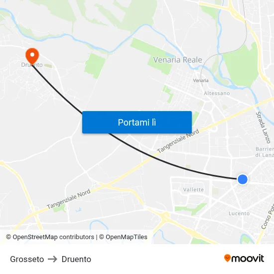 Grosseto to Druento map