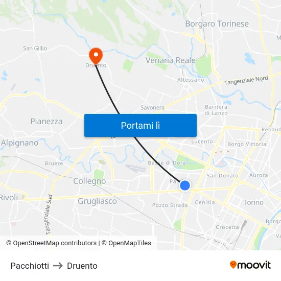 Pacchiotti to Druento map