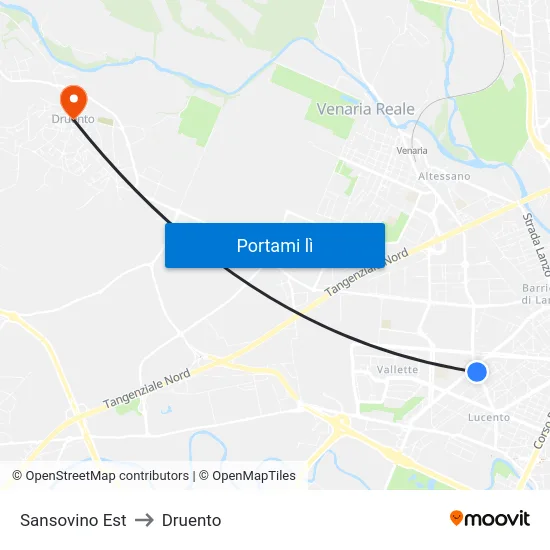 Sansovino Est to Druento map