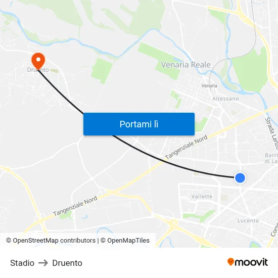 Stadio to Druento map