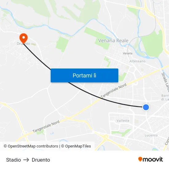 Stadio to Druento map