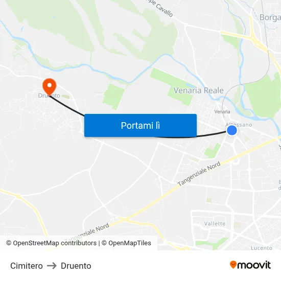 Cimitero to Druento map