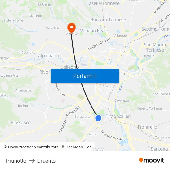 Prunotto to Druento map