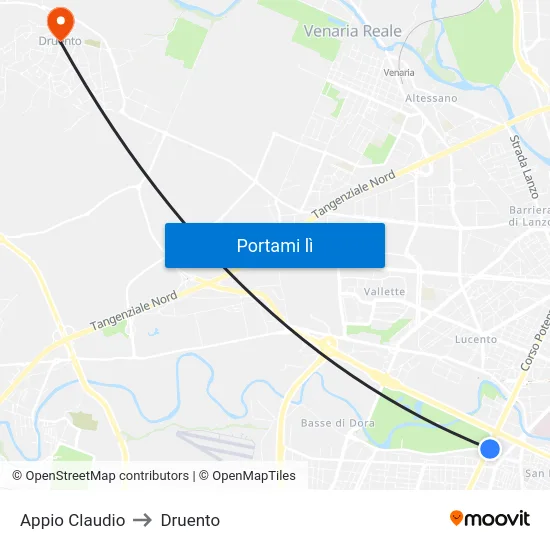 Appio Claudio to Druento map