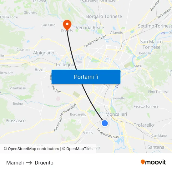 Mameli to Druento map