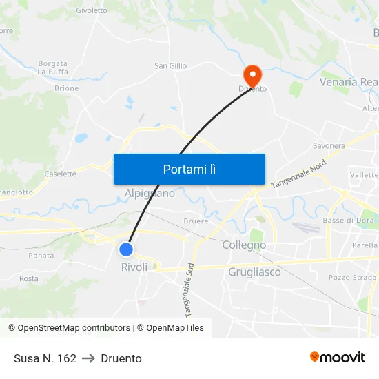 Susa N. 162 to Druento map