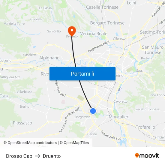 Drosso Cap to Druento map