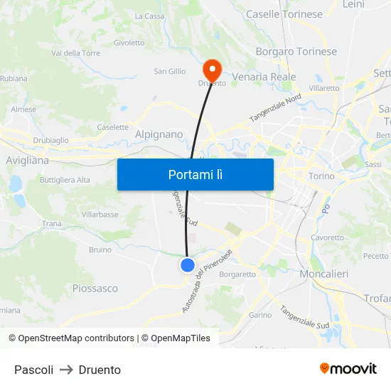 Pascoli to Druento map