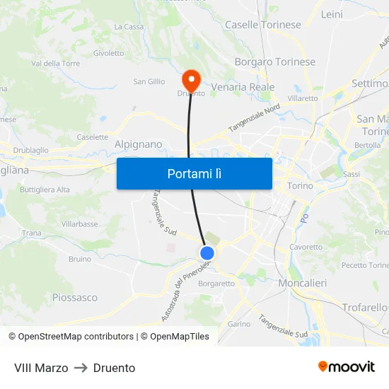 VIII Marzo to Druento map