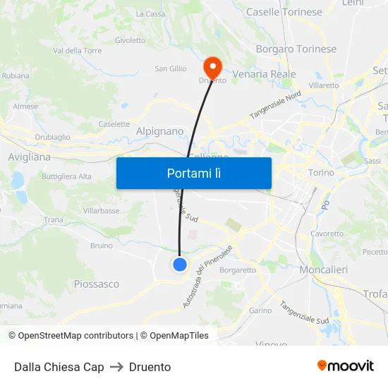 Dalla Chiesa Cap to Druento map