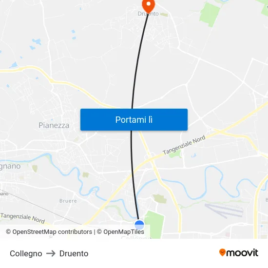 Collegno to Druento map