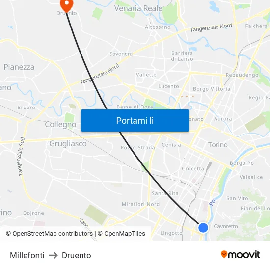 Millefonti to Druento map