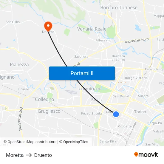 Moretta to Druento map