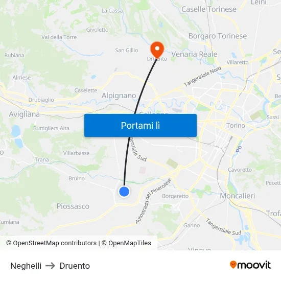 Neghelli to Druento map