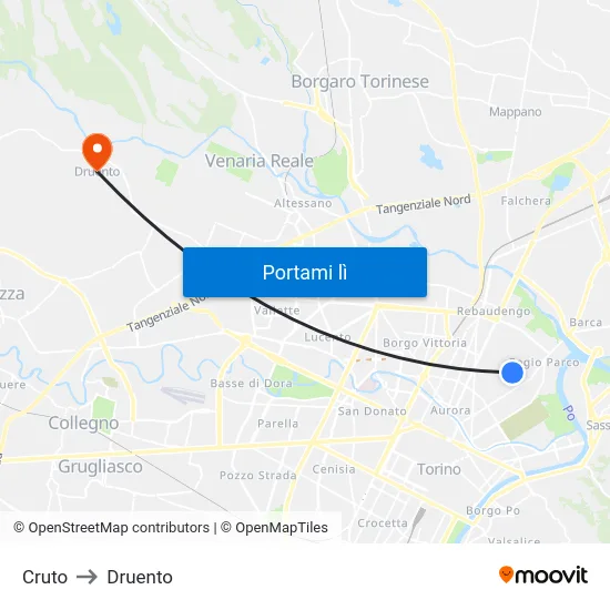 Cruto to Druento map