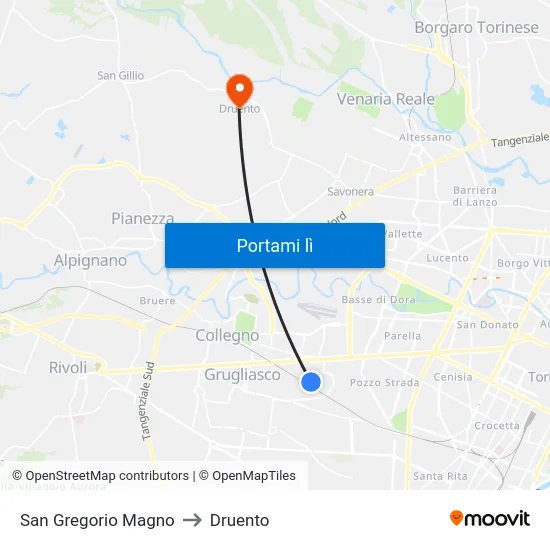 San Gregorio Magno to Druento map