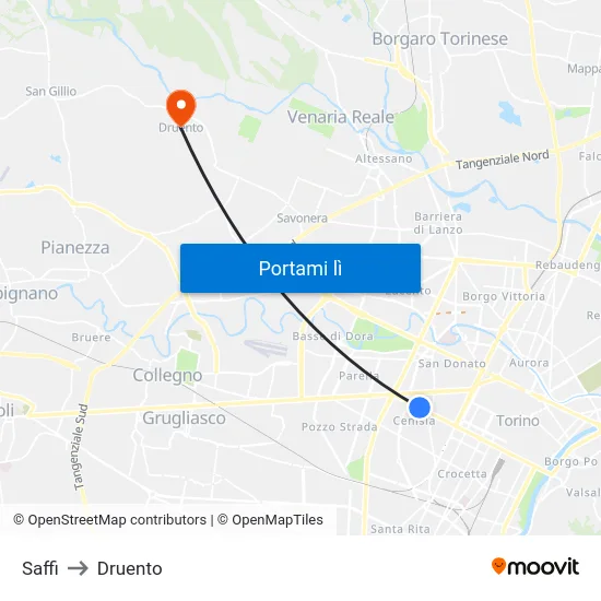 Saffi to Druento map