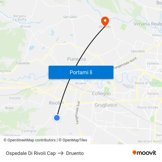 Ospedale Di Rivoli Cap to Druento map