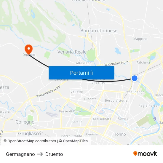 Germagnano to Druento map