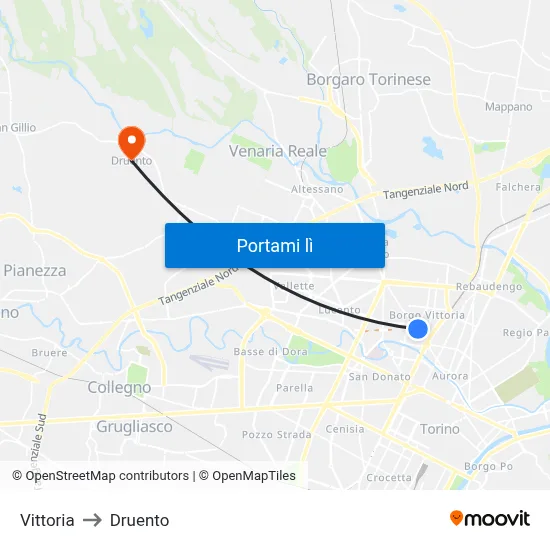 Vittoria to Druento map