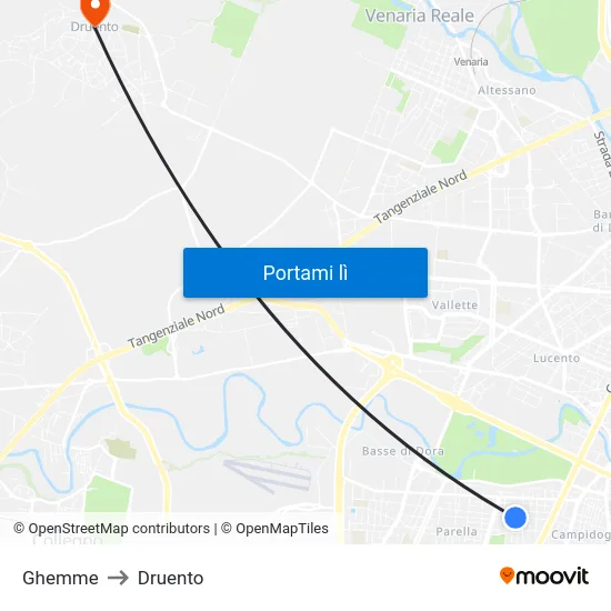 Ghemme to Druento map