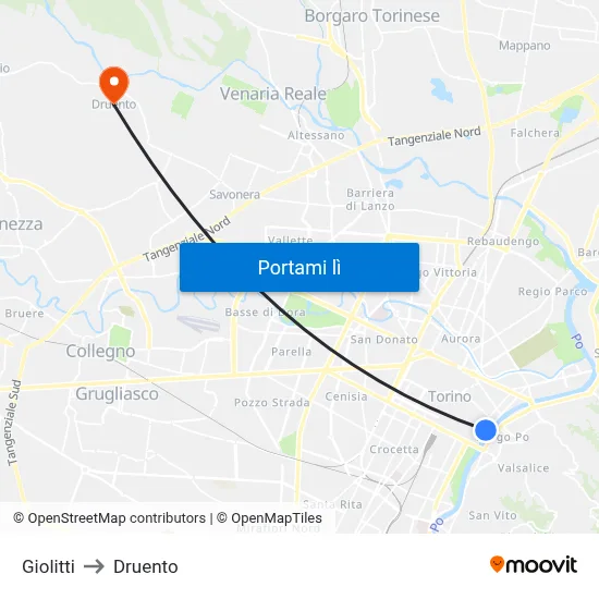 Giolitti to Druento map