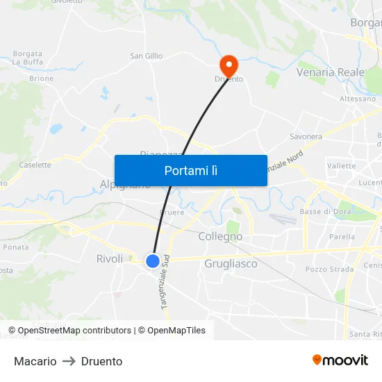 Macario to Druento map