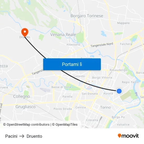 Pacini to Druento map