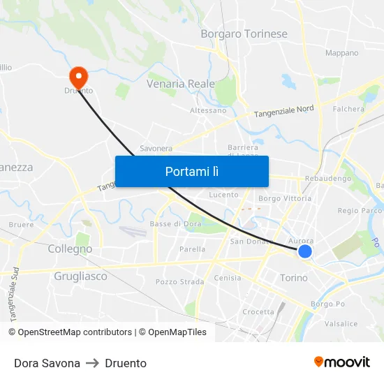 Dora Savona to Druento map