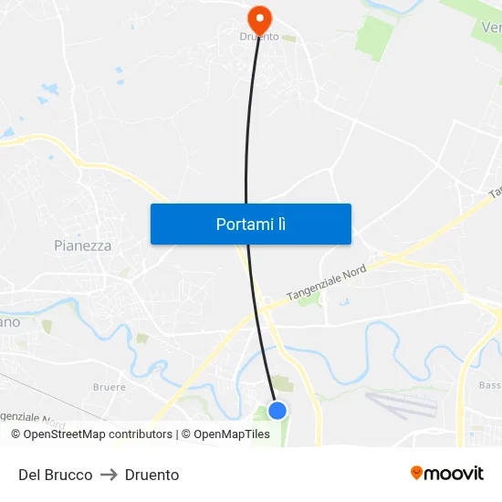 Del Brucco to Druento map