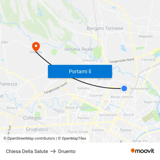 Chiesa Della Salute to Druento map