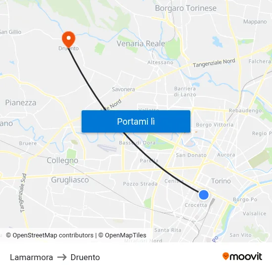 Lamarmora to Druento map