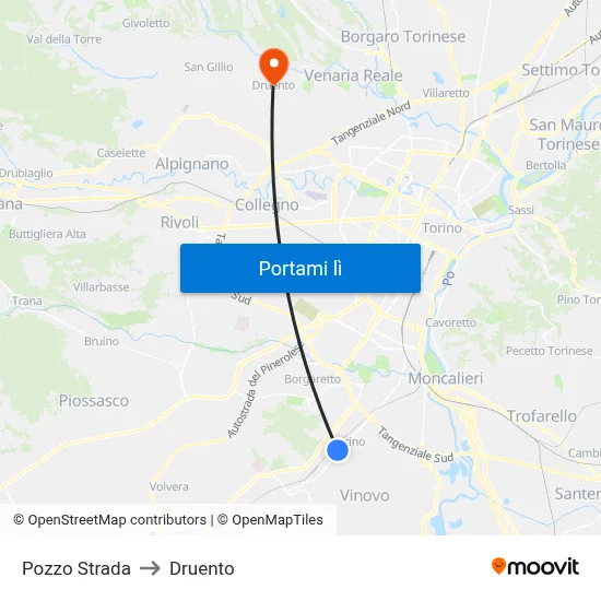 Pozzo Strada to Druento map