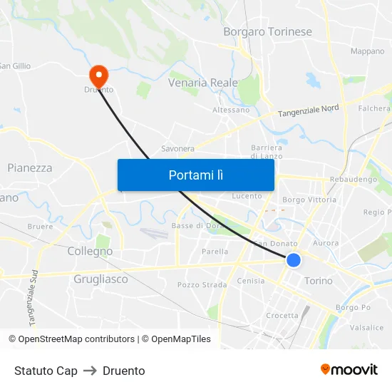 Statuto Cap to Druento map