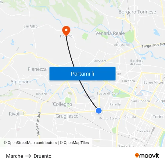 Marche to Druento map