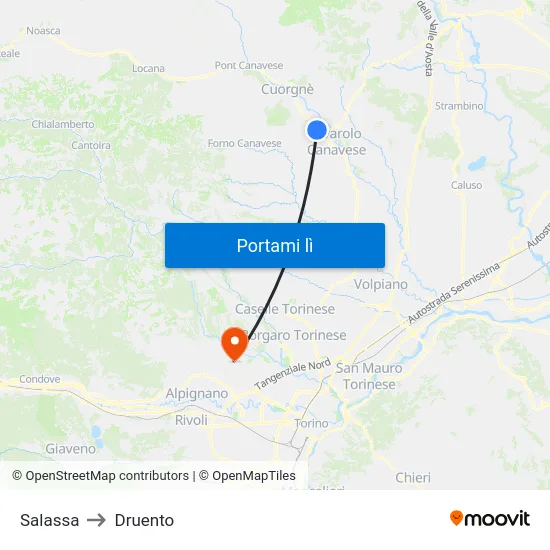 Salassa to Druento map