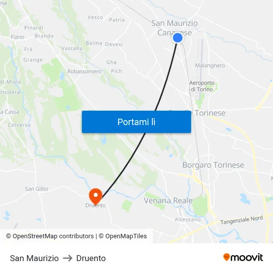 San Maurizio to Druento map