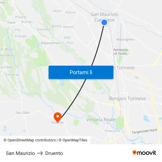 San Maurizio to Druento map