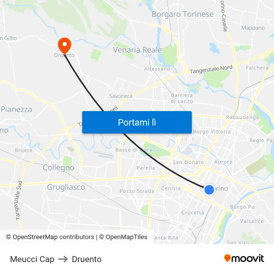 Meucci Cap to Druento map